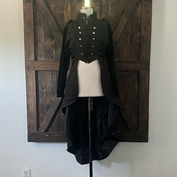 Vampire Viking Overcoat Dress  Solid Mock Neck Halloween Costume Steampu… - Picture 2 of 13